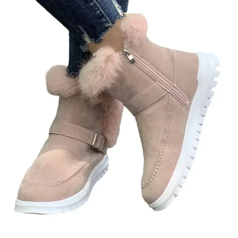 

2023 зимние ботинки, женские ботинки Martin, зимняя Корейская версия, утолщенные однотонные короткие ботинки с кашемиром, теплая хлопковая обувь для снега