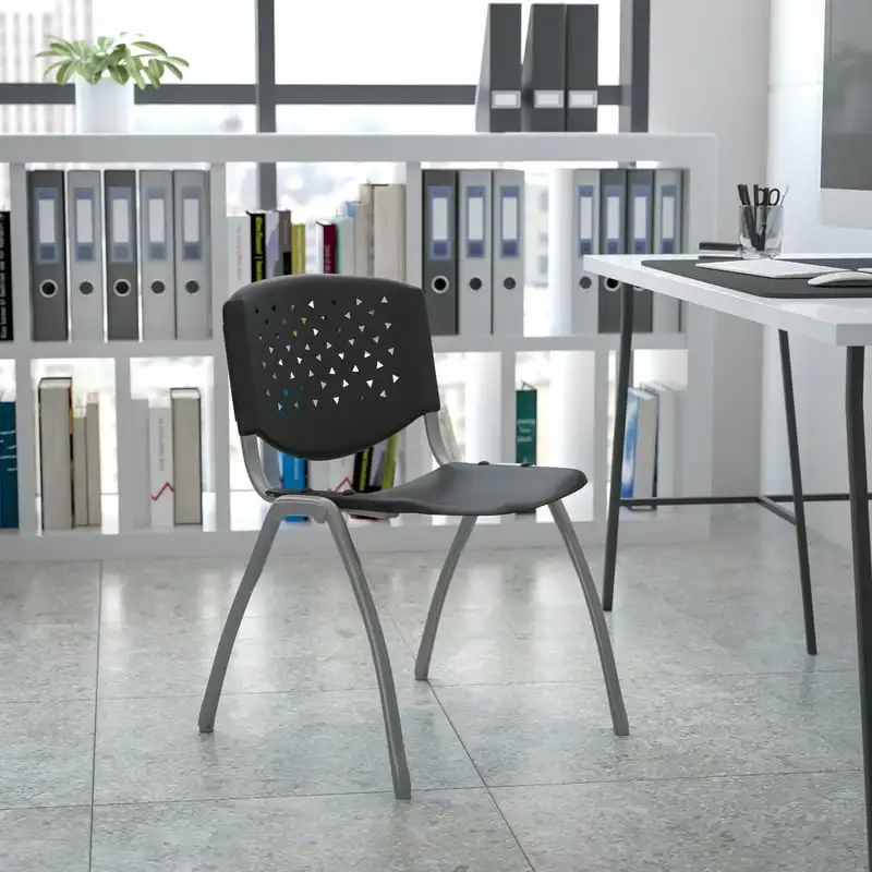 

HERCULES Series 880 . Capacity Black Plastic Stack Chair with titanium Gray Powder Coated Frame