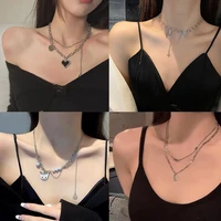 2022 fashion unisex multilayer hip hop long chain necklace for women men jewelry gifts key cross pendant necklace accessories