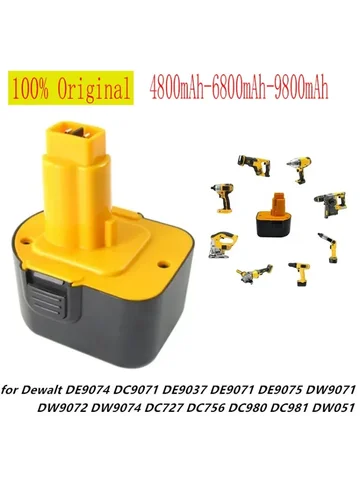 12 В 4800-9800 мАч аккумулятор для инструментов Dewalt DE9074 DC9071 DE9037 DE9071 DE9075 DW9071 DW9074 DC727 DW9072 DC756 DC980 DC981 DW051