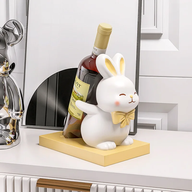 

Rabbit Red Wine Rack Wine Cabinet Decoration Home Entrance Sideboard Wine Rack TV Cabinet Decoration Gift Figurine