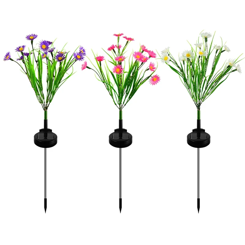 

3 шт., солнечные садовые светильники, наружные солнечные светильники, работающие от ветра, для украшения двора, внутреннего дворика, цвет светильник