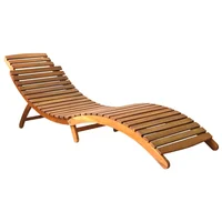 Sun Lounger, Solid Acacia Wood Garden Recliner Chair, Patio Furniture Brown 184 x 55 x 64 cm