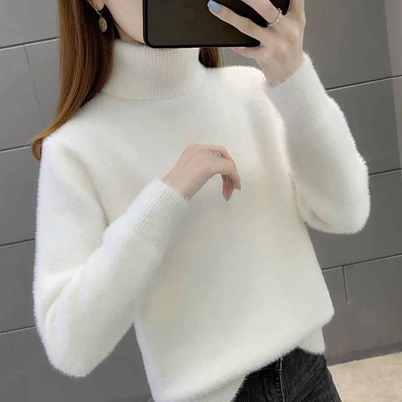 Утолщенный свитер с высоким воротником женский осенне-зимний 2024 новая норковая