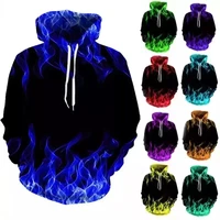 springfall 2022 colorful flame hoodie 3d digital fire printed pullover 3d printing casual funny unisex couple sport sweatshirts