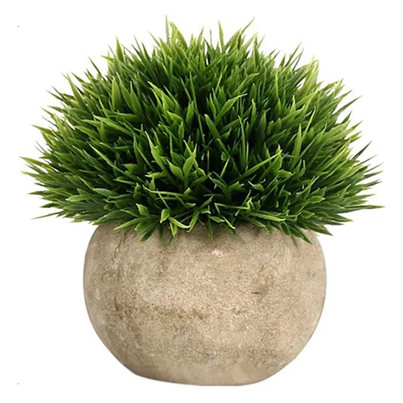 

Искусственное растение, круглая трава с серым горшком, искусственные растения для дома, офиса, спальни