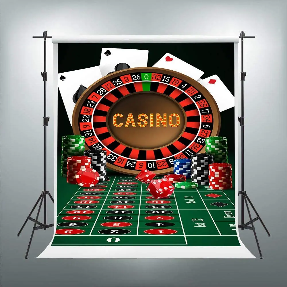 Casino Photography Backdrop Table Chip Poker Dice Roulette Background Vinyl Photo Studio Props Banner Poster