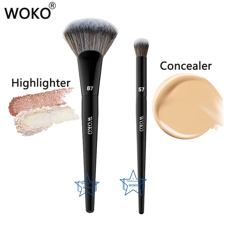 

PRO 87 Fan Highlighter Brush Facial Fan Highlighter Powder Brush PRO 57 Professional Cream Concealer Blending Makeup Tool