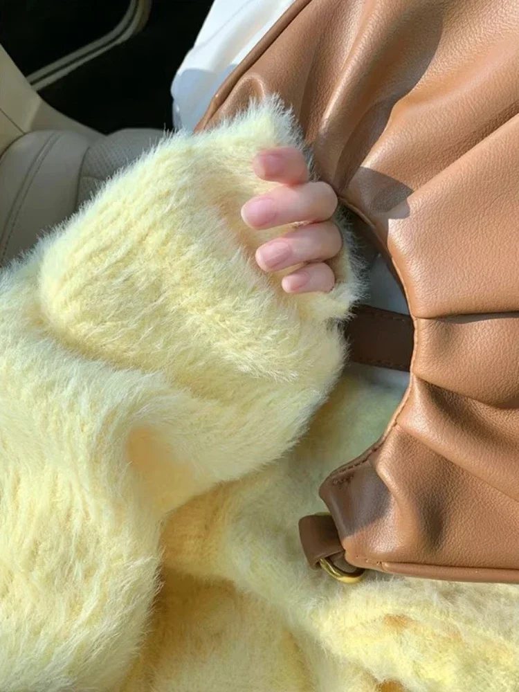 Однотонный кардиган женский осенний мягкий уютный простой повседневный милый