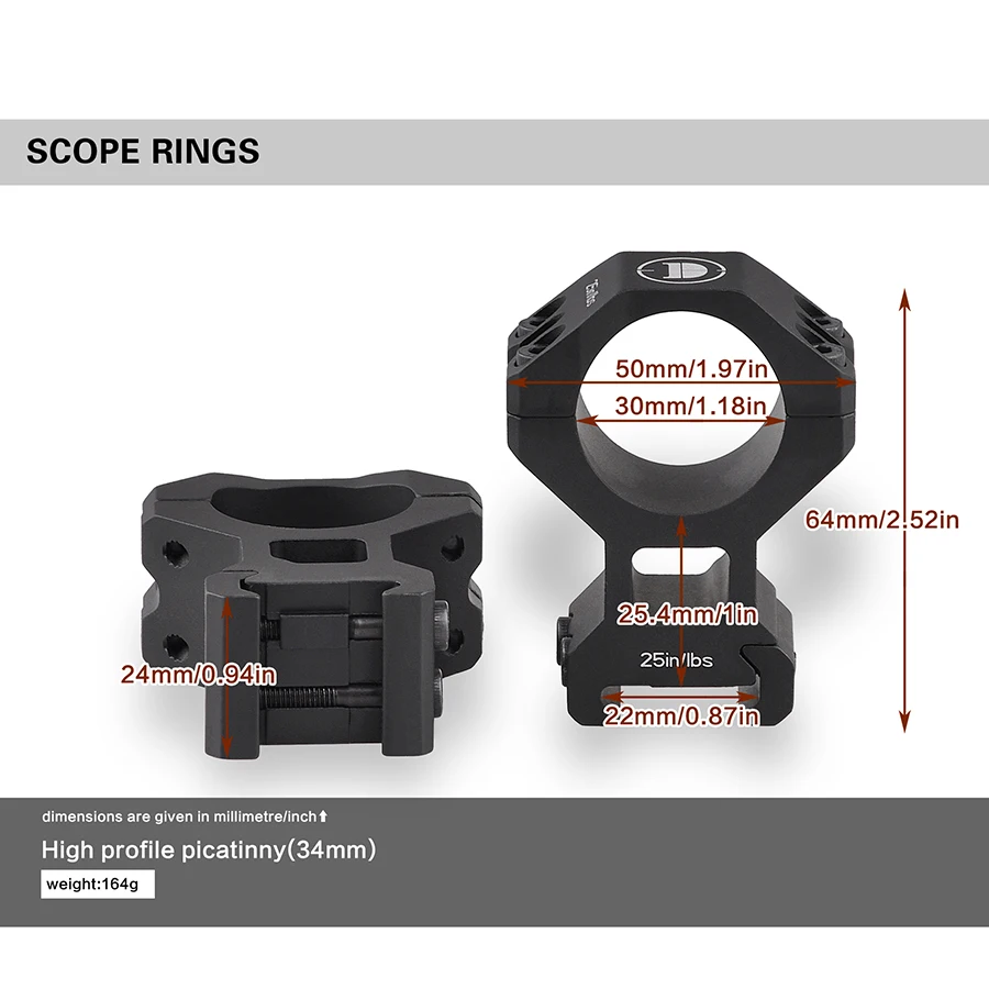 

Discovery Precision Scope Mounts Rings Set CNC Machined 34mm tube for Picatinny Rail with