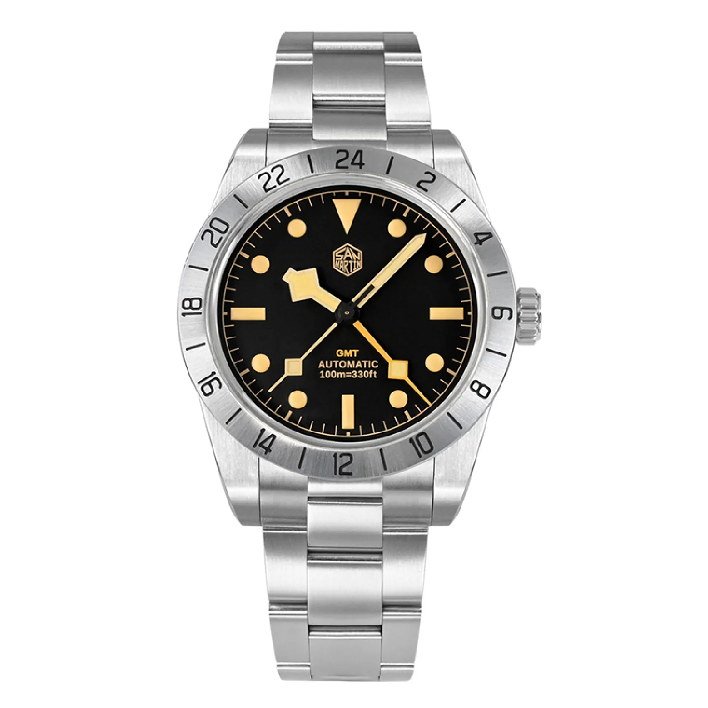 

an Martin Men GMT Watch Luxury Automatic Mechanical Wristwatch Vintage 10ATM Waterproof C3 Luminous Steel Bezel Sapphire Sport