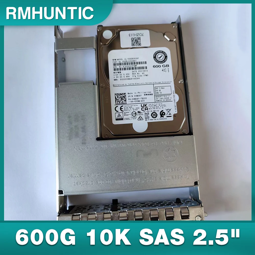 

HDD For R630 R730 Server Hard Disk AL15SEB060NY 4WX8Y 600G 10K SAS 2.5" 12G Hard Drive