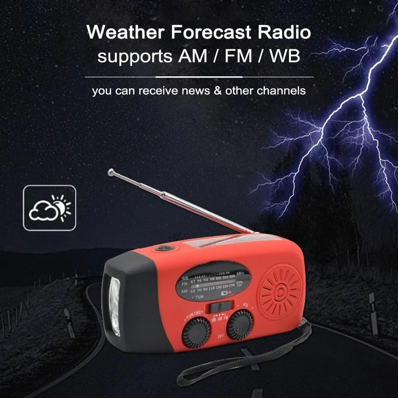 

Портативный радиоприемник с фонариком AM/FM, лампа для чтения, переносной источник питания для экстренных погодных условий, ручное радио на с...