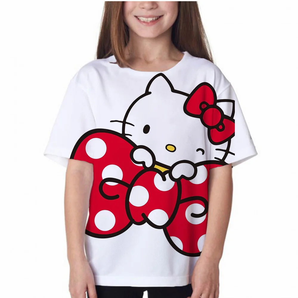 

Детская летняя футболка с коротким рукавом и принтом кошек