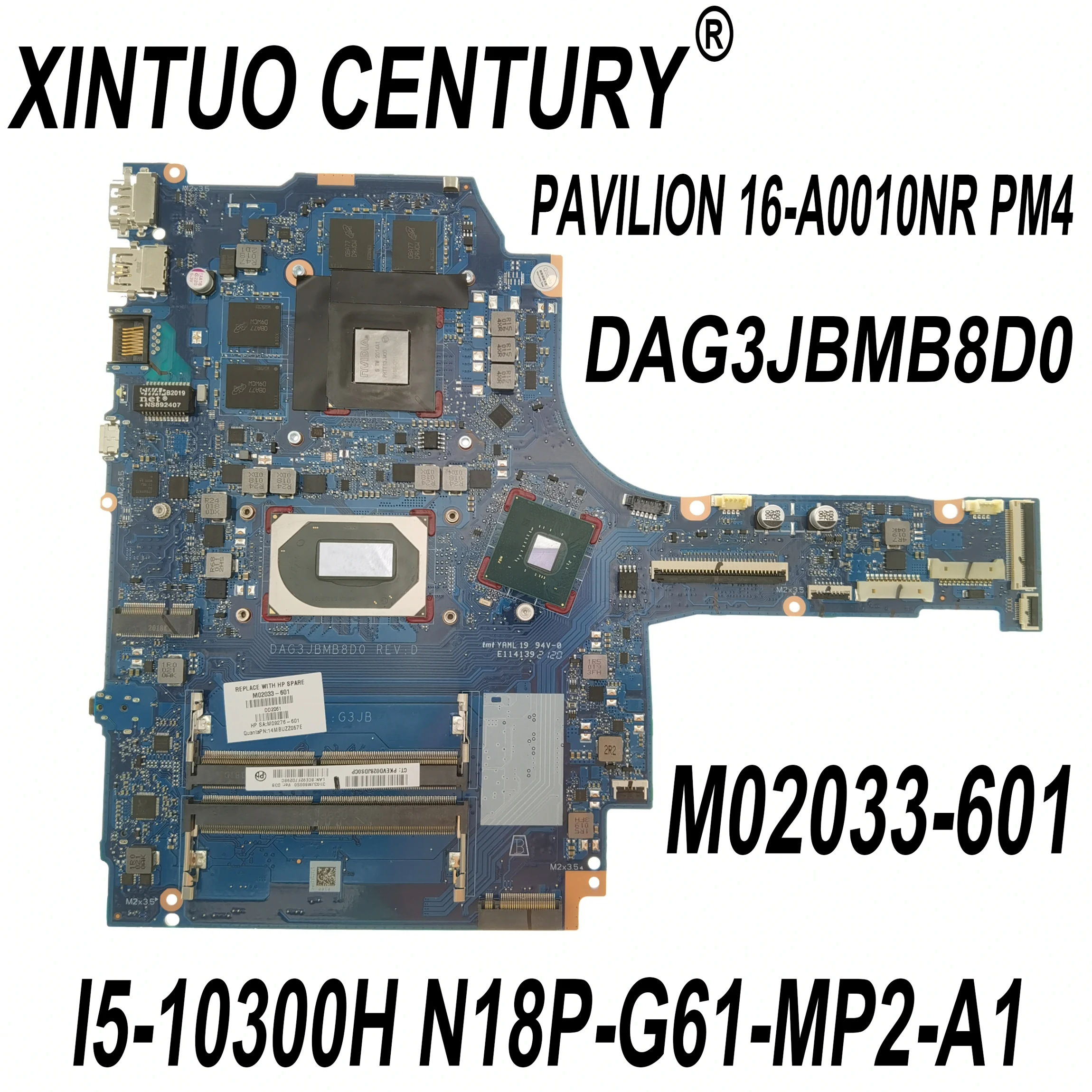 

For HP Gaming PAVILION 16-A0010NR Laptop Motherboard SRH84 I5-10300H N18P-G61-MP2-A1 CPU M02033-001 M02033-601 DDR4 100% Test