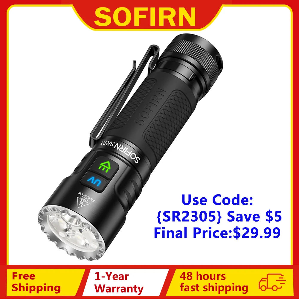 

SOFIRN SR23 фонарик белый+UV 3300lm
