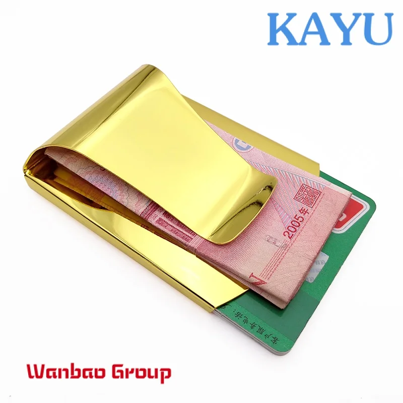 Wholesale stainless steel slim metal money clip wallet with credit card wallet holder