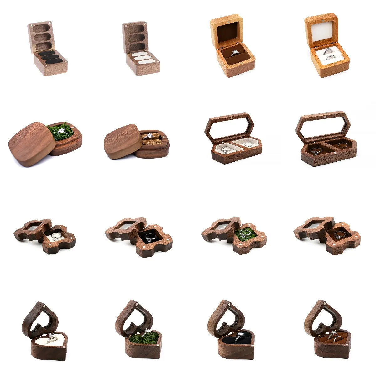 

Wooden Jewelry Storage Box Heart Shape Wood Earrings Ring Box Case Wedding Gift Makeup Cosmetic Desk Rangement Make Up Organizer