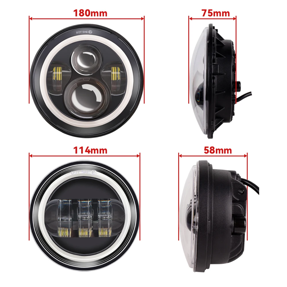 Мотоциклетный 7-дюймовый светодиодный налобный фонарь DRL лампа с 4 5 дюймовым