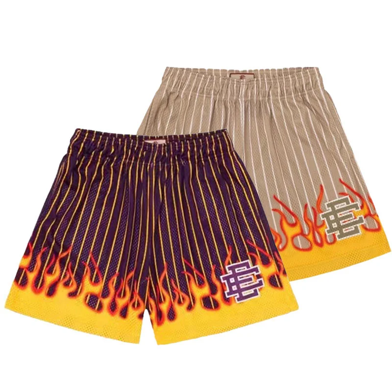 

Eric Emanuel Fire Stripe Printed Shorts Men Women Sports Breathable Mesh Beach Shorts 2022 Summer GYM Basketball Casual Shorts