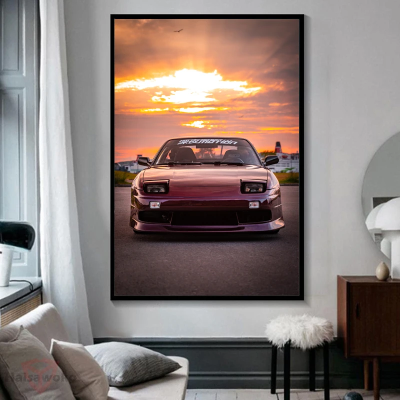 Плакаты и принты 180SX двигатель классический спортивный автомобиль Картина на