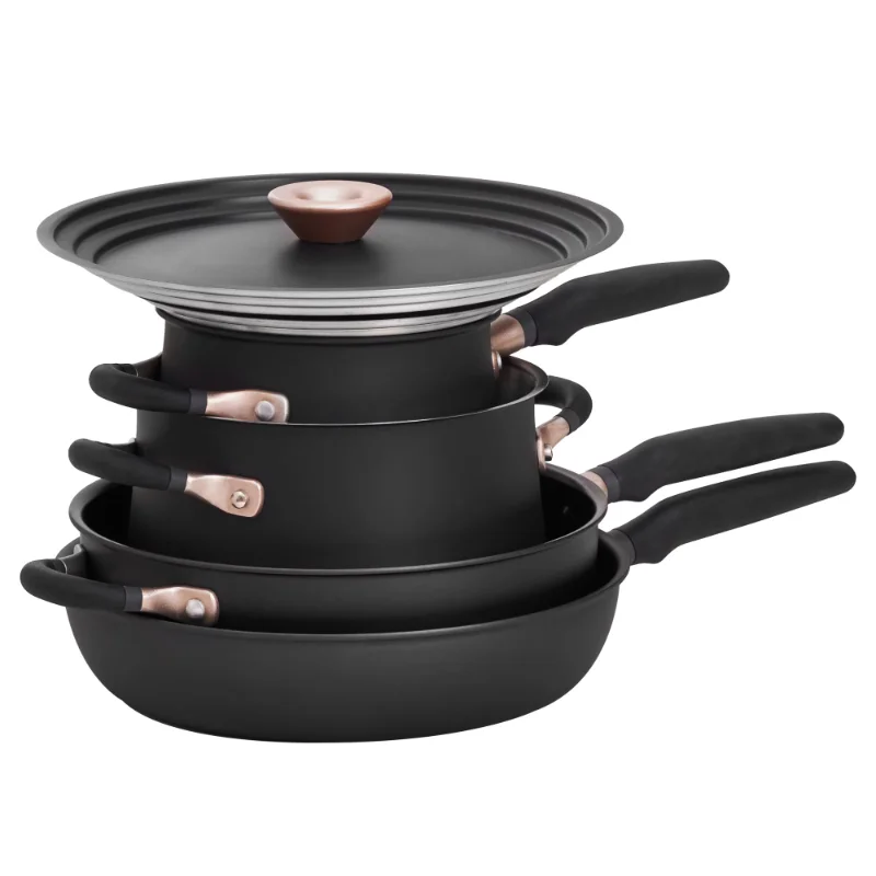 

Meyer Accent Series Hard Anodized and Stainless Steel Cookware Essentials Set, 6-Piece, Matte Black