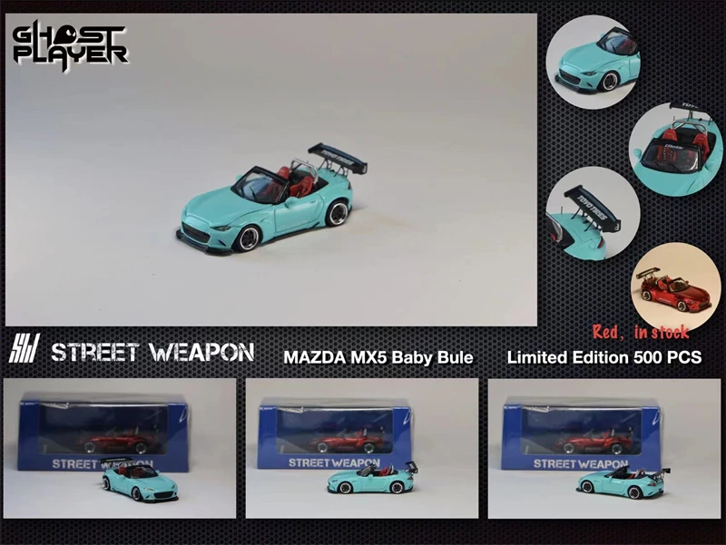 

Street Weapon 1:64 MAZDA MX-5 ND Pandem Rocket Bunny Widebody Blue Diecast Model Car