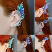 coconal fashion earring charming butterfly iridescent fish ear clip women jewelry trend crystal ear hook 1pcs single left earing