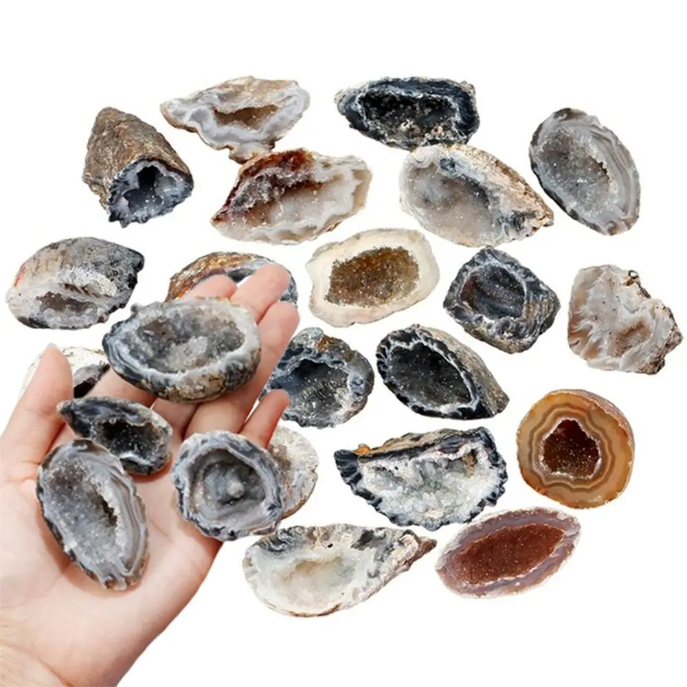 

Raw Gemstone Collectible Specimen Mineral Ore Healing Stones Natural Agate Geodes Drusy Quartz Slice Crystal Cluster