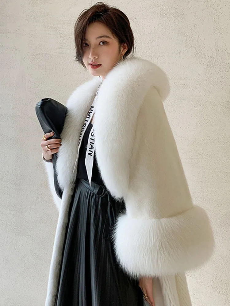 Plush Coat Woman Faux Fox Fur Y2k Jacket Winter Coats 2022 Warm Long Elegant European and American Fashion Fluffy Teddy Clothing