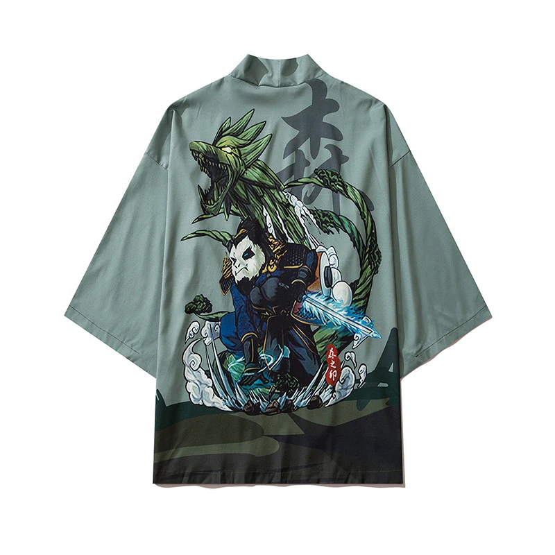 

Summer Anime Pattern Kimono Cardigan Jackets Men's Cartoon Print Harajuku Japanese Fashion Half Sleeve Kimonos Shirts Women