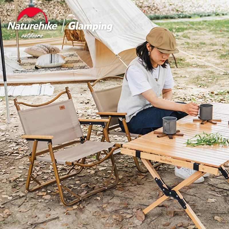 Naturehike новый портативный складной стул для кемпинга с деревянным зерном 600D нейлон