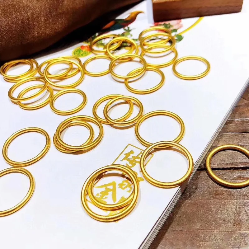 

Vietnamese Sand Gold Ring Female Small Plain Ring Simulation Gold Index Finger Ring Niche Design Cool Wind Net Red Ins Fashion