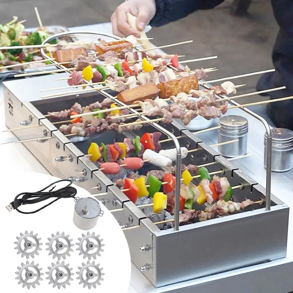 

6PCS Outdoor Kitchen Picnic Electric Barbecue Motor Gears BBQ Rotary Frame Gear Barbecue Motor Roast Bracket Grill Motor