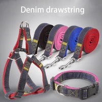 dog cat harness leash collar adjustable durable dog chest strap traction rope for small medium pet collar leash outdoor walking