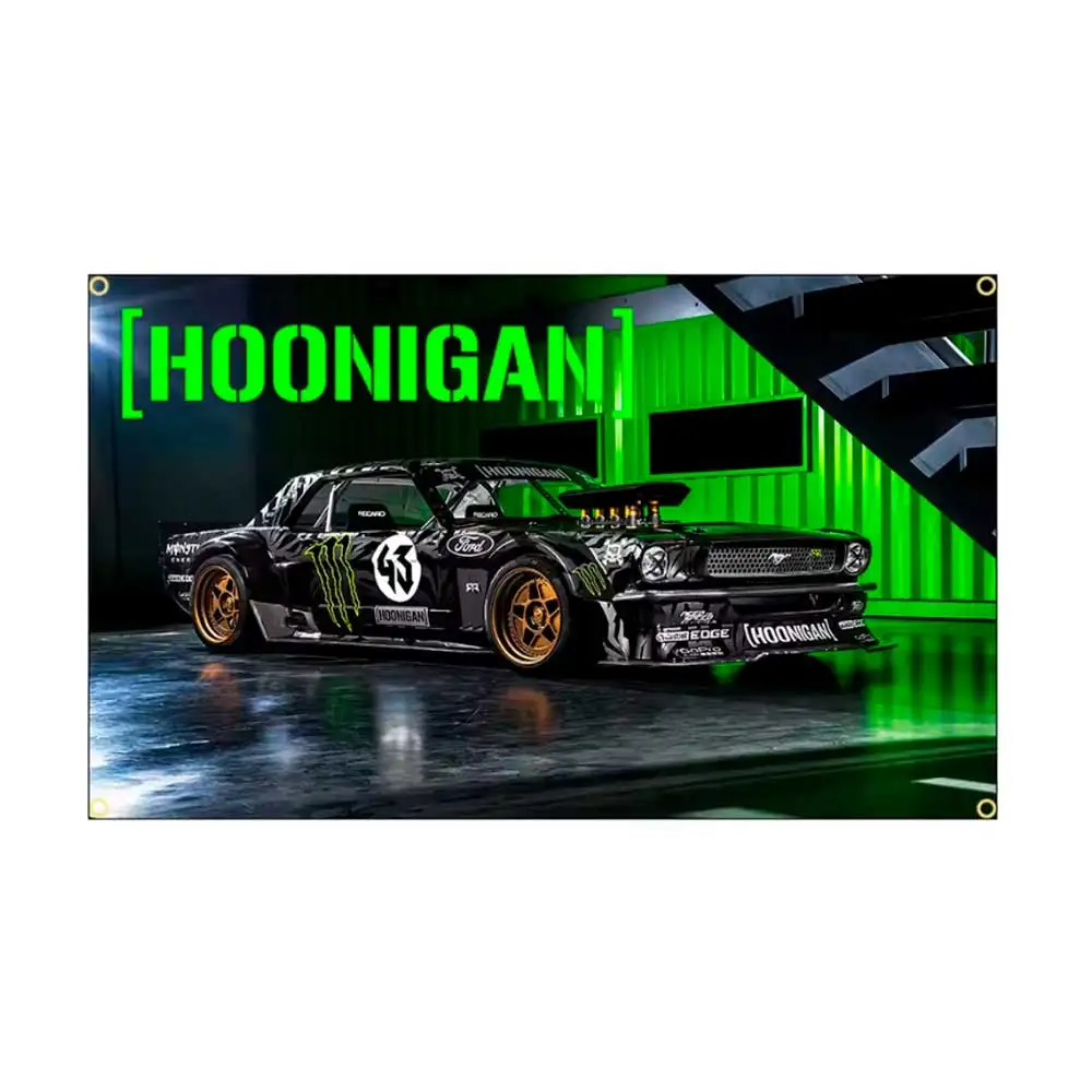 Фото Флаг гоночного автомобиля HNGs 60x90см/90x150см, баннер H-HooniganS, гобелен, украшение для гаража или улицы для автолюбителей. №5