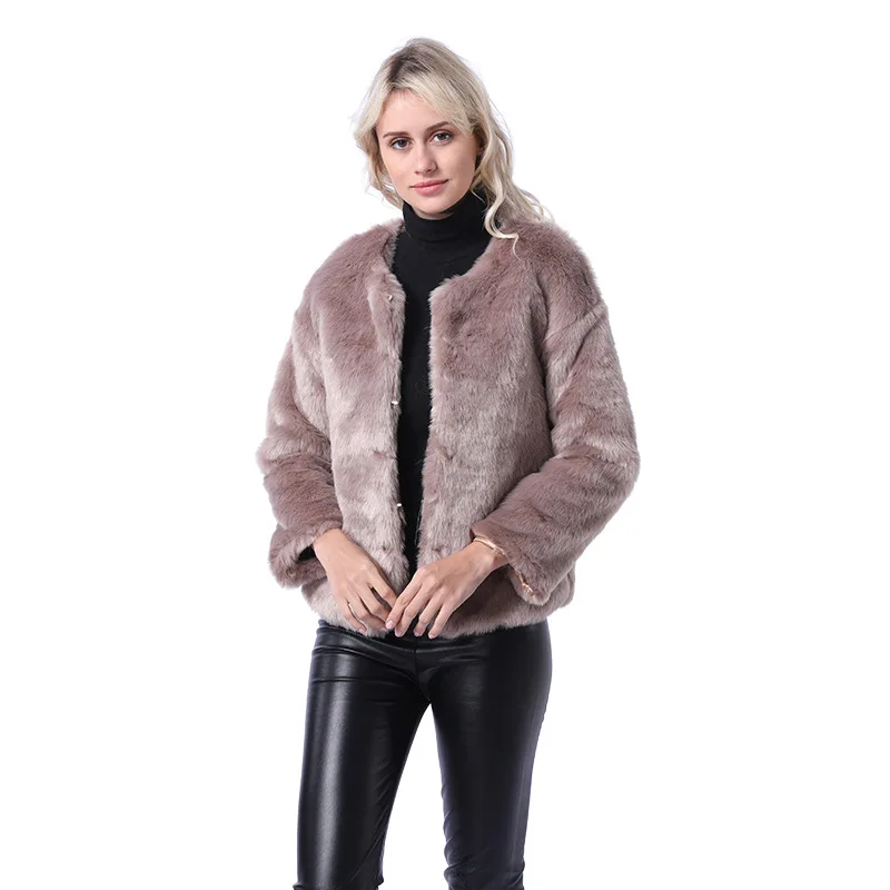 Women's Fur Jacket Imitate Rex Rabbit Fur Leather Fur Coat Women's Short Autumn and Winter Faux Fur Coat Faux Fur Coat