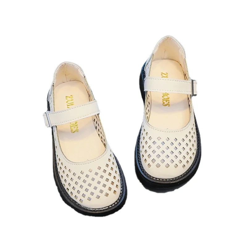

Girls Leather Shoes Spring Summer Solid Color Cut-outs Little Girl Shoes Breathable Kids Princess Shoes