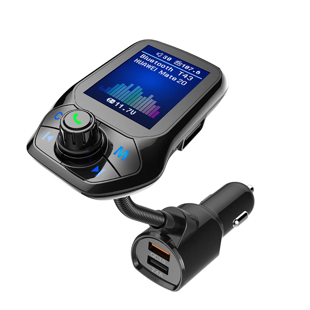 

T43 Bluetooth 5.0 FM Transmitter MP3 Music Player 1.8inch TFT Color Display Bluetooth Car Kit Handsfree USB Quick Charge