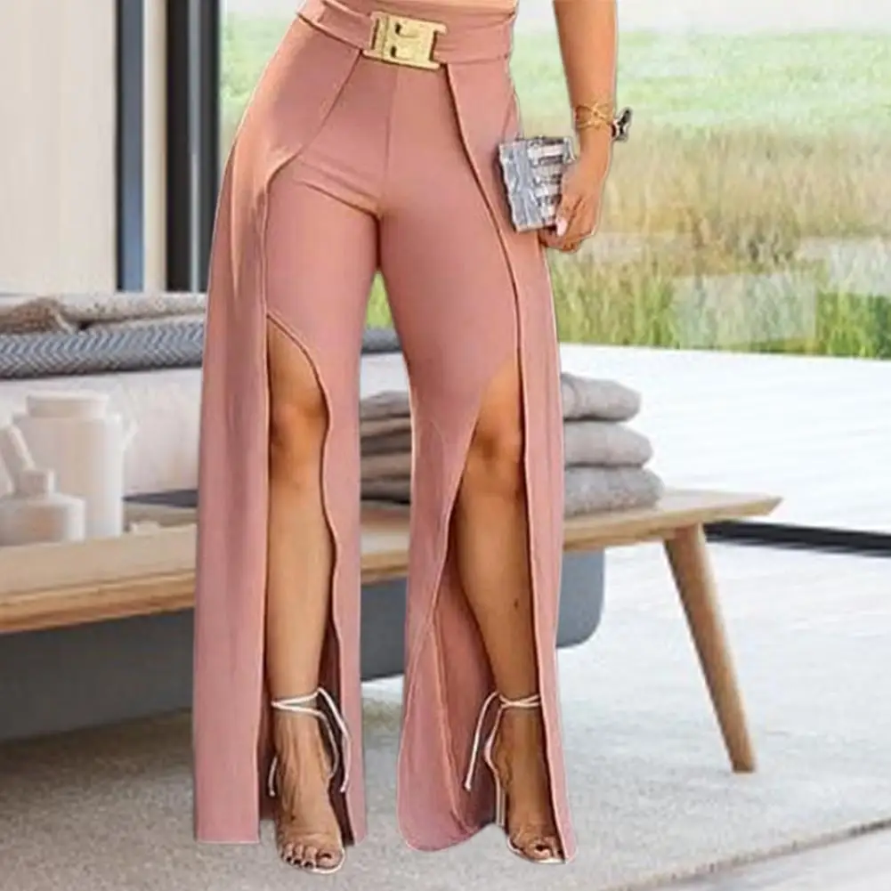 

pantalones de mujer Fashion Women Pants 2022 Solid Color Long Split Summer Sexy Wide Leg Trousers Women Streetwear