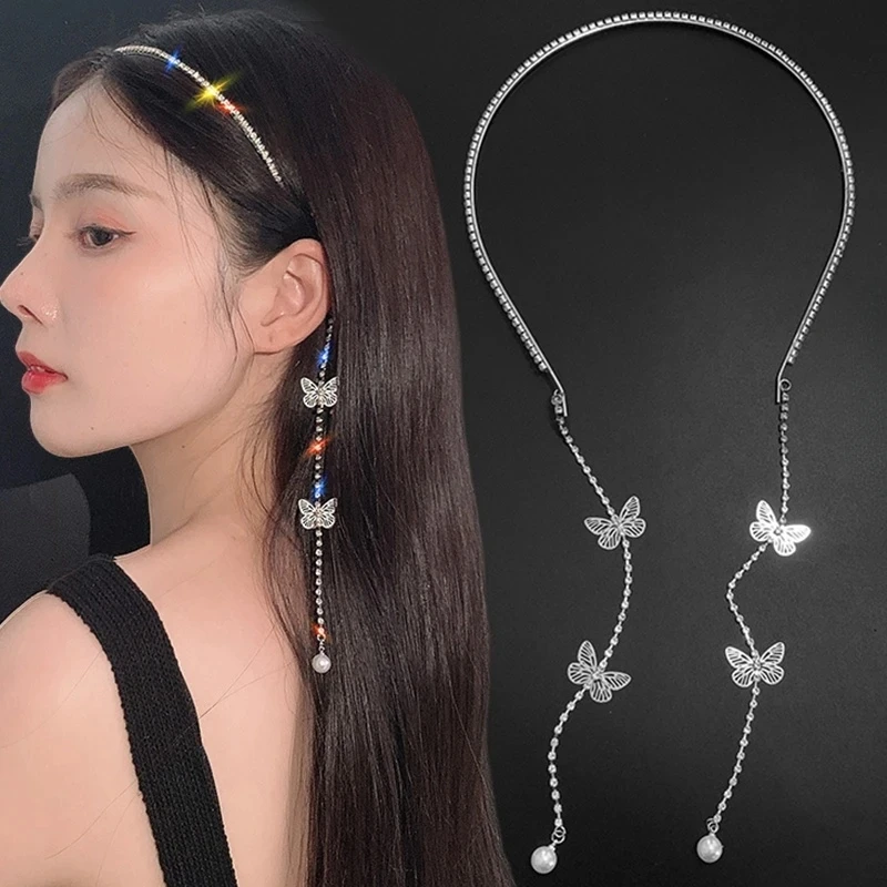 Корейские повязки для волос с бабочками девочек стразы кристаллы длинная