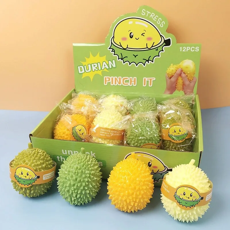 

12pcs/Box Kids Adults Funny Anti-stress Toy Elastic Decompression Toys Durian Squeeze Finger Toy Stress Relief Toys for Children