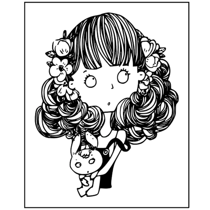 

K3NA Cute Girl Bunny Silicone Clear Seal Stamp DIY Scrapbooking Embossing Photo Album