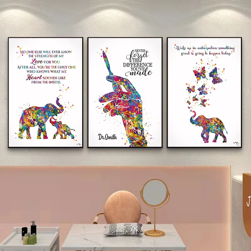 Постер с мотивационной цитатой со слоном и бабочкой WJWANG