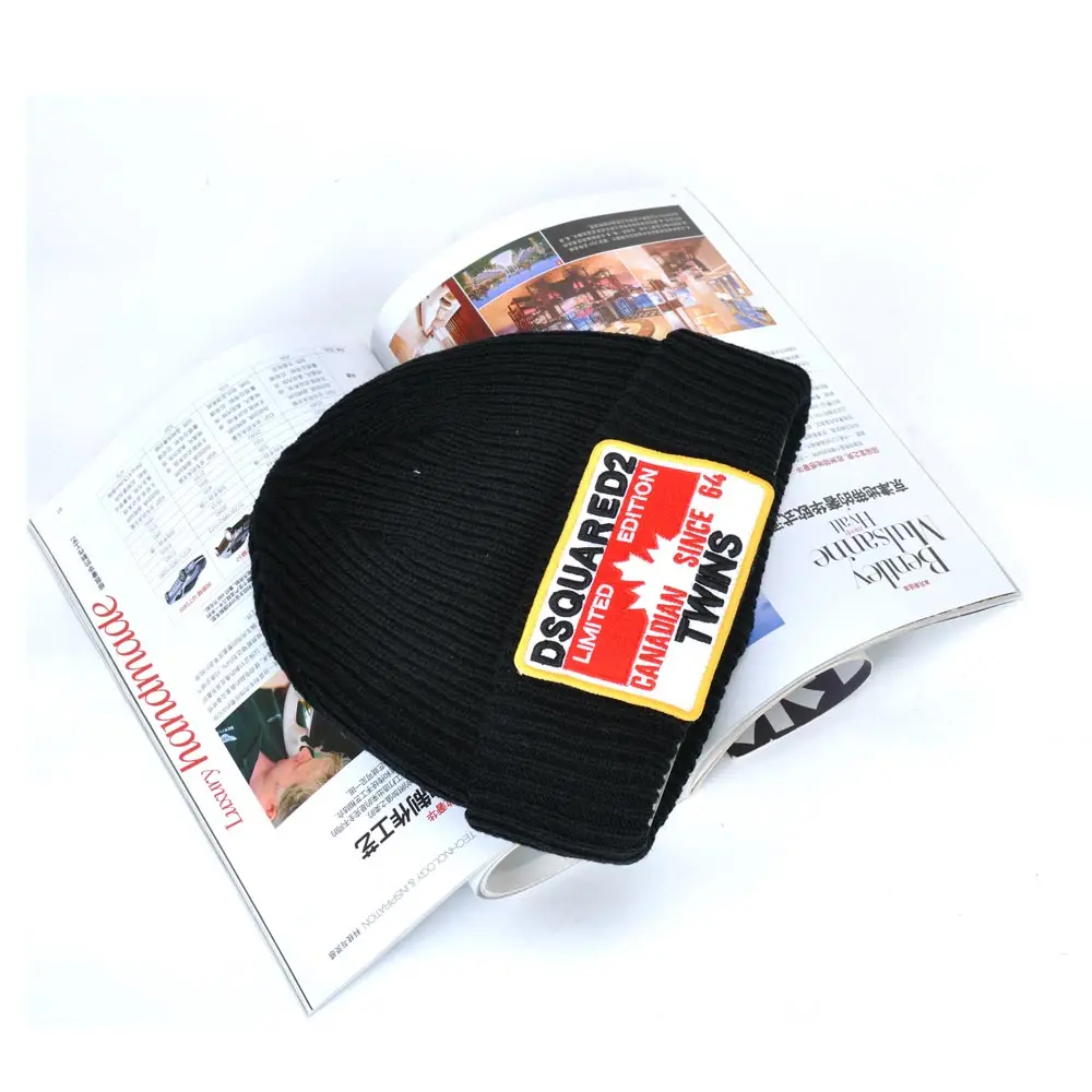 DSQUARED2 brand winter Canada style men Beanie Hat Masked Hat  warm black grey caps letter Beanie cap for men