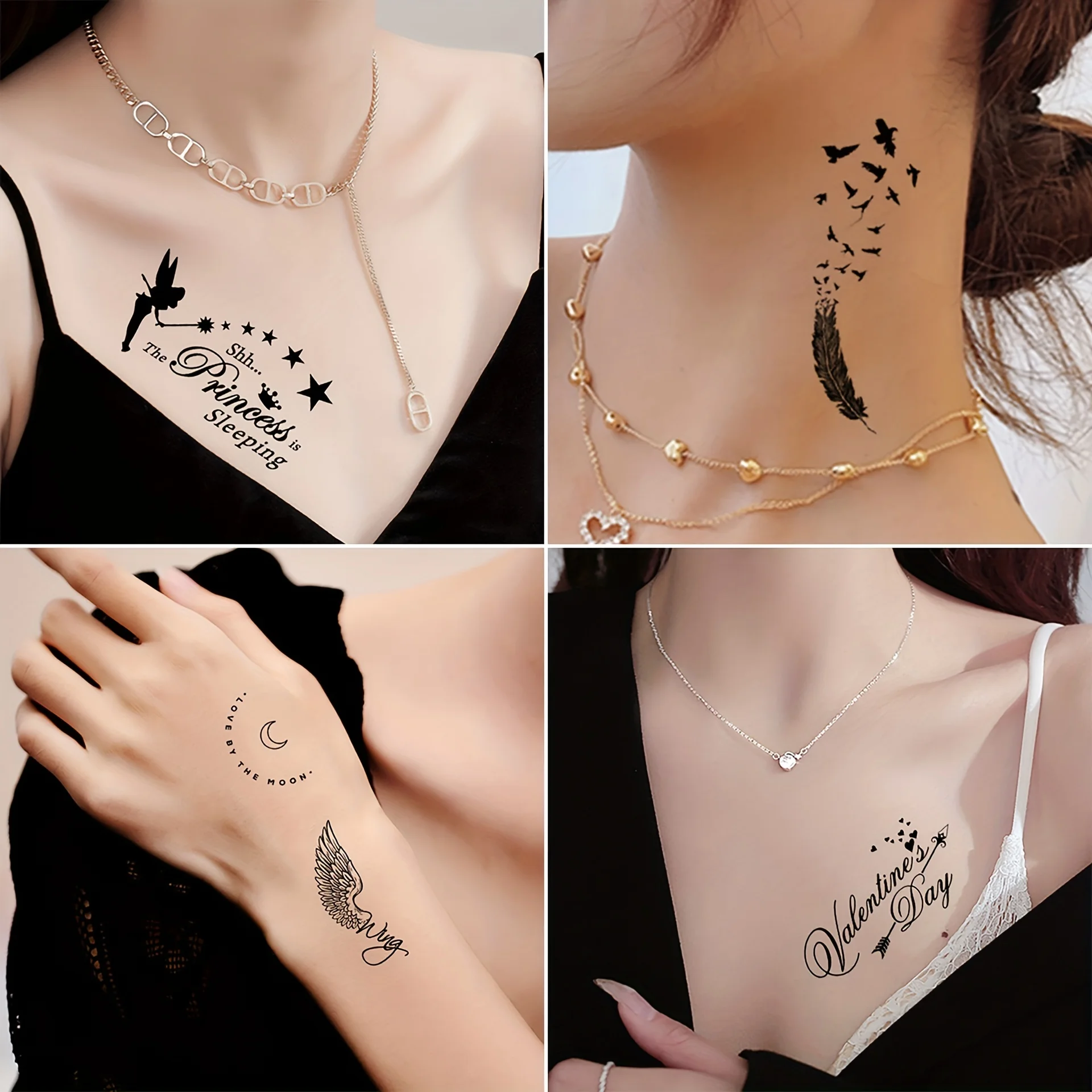 60 шт./лот поддельные женские татуировки с цитатами линия предложений живопись