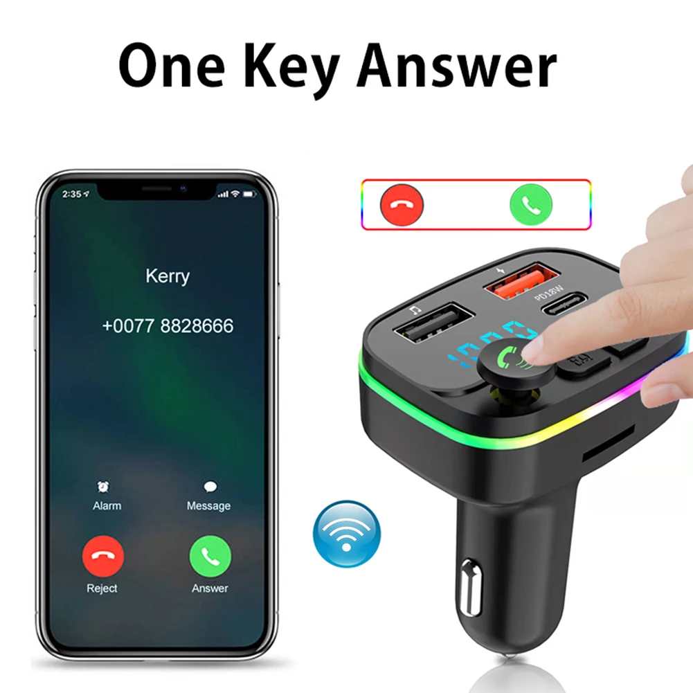 

Car Bluetooth 5.0 FM Transmitter Wireless Hands Free Audio Receiver Car MP3 Player 2.1A Dual USB Fast Charger Car Accessories