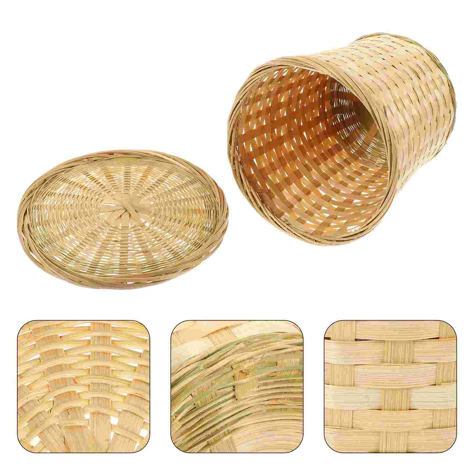 

Basket Woven Egg Rattan Storage Garlic Wicker Chicken Holder Collecting Bread Onion Keeper Fruit Waste Gathering Lidsmall