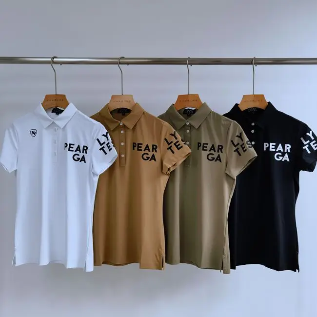 

Футболка женская с жемчужными перламутровыми воротами, крутая и удобная, быстросохнущая эластичная рубашка-поло с надписью на воротнике, для гольфа