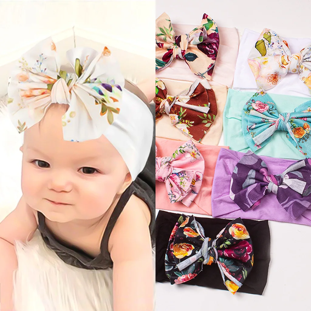 

2022 European and American New Creative Bohemian Print Bow Baby Hair Band Soft Nylon Children's Hair Accessories